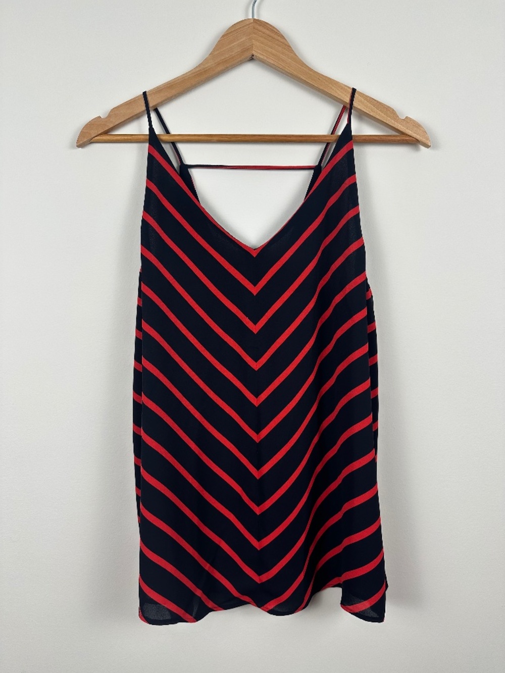 LOFT NWT Navy & Red Striped Sleeveless Shell Tank Size S